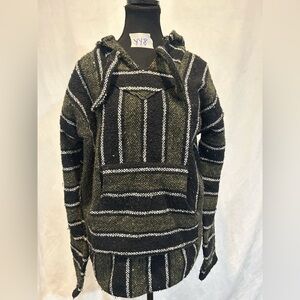 Men's Black and Green Baja hoodie